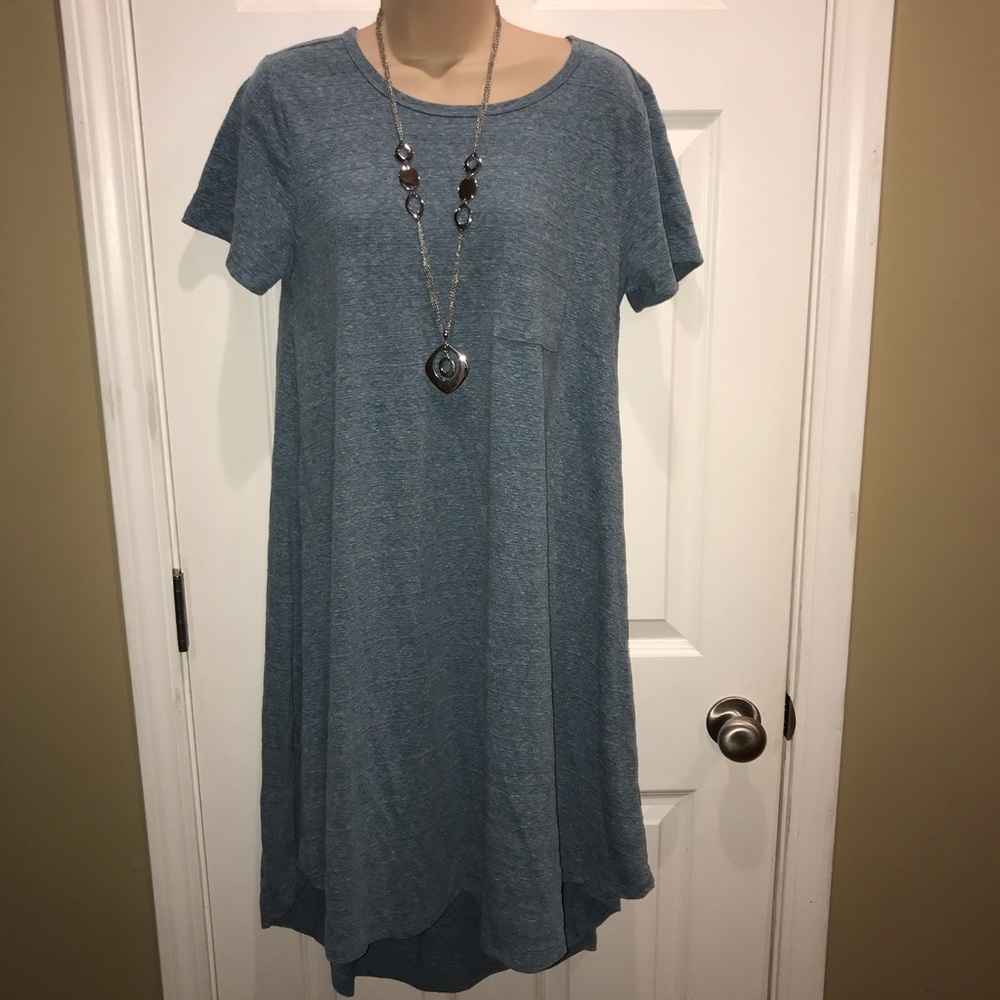 LuLaRoe Carly Heather Blue Ribbed Dress Small